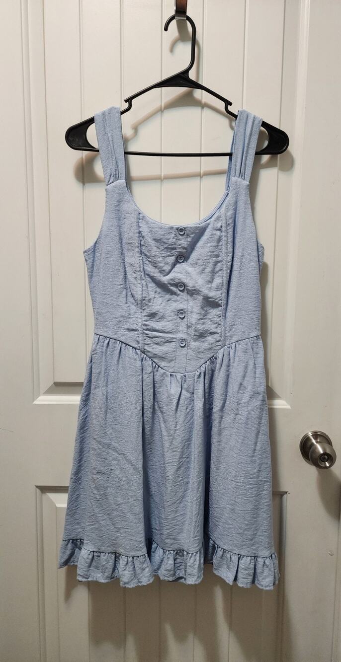 Willow & Root Blue Corset Ruffle Sleeveless Mini Dress Size M 7/8 Spring Summer